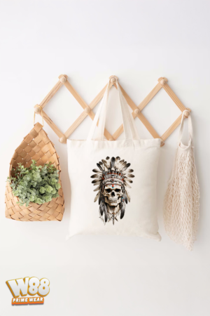 Tribal Skull Warrior Tote Bag