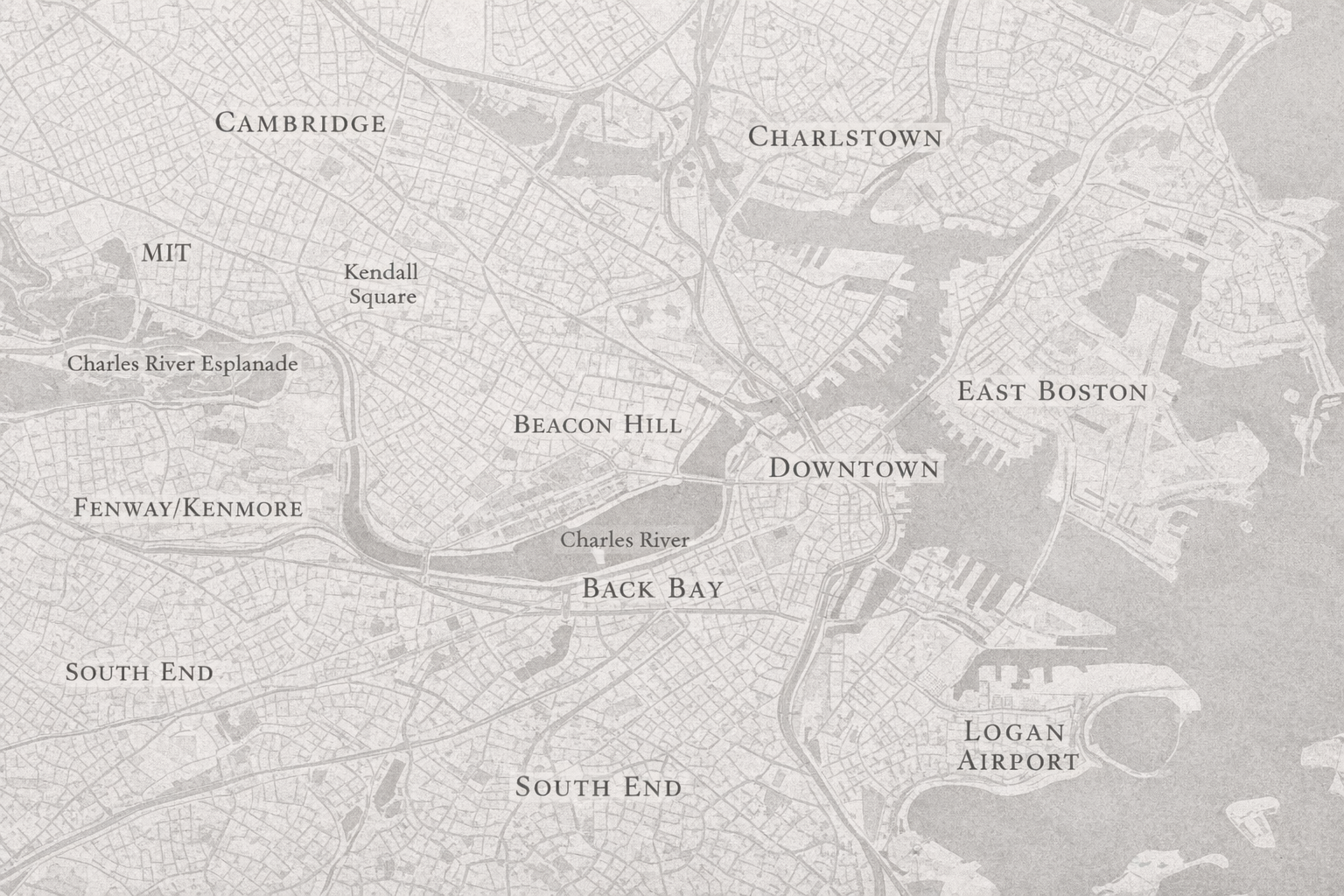 Black White Map – Central Boston