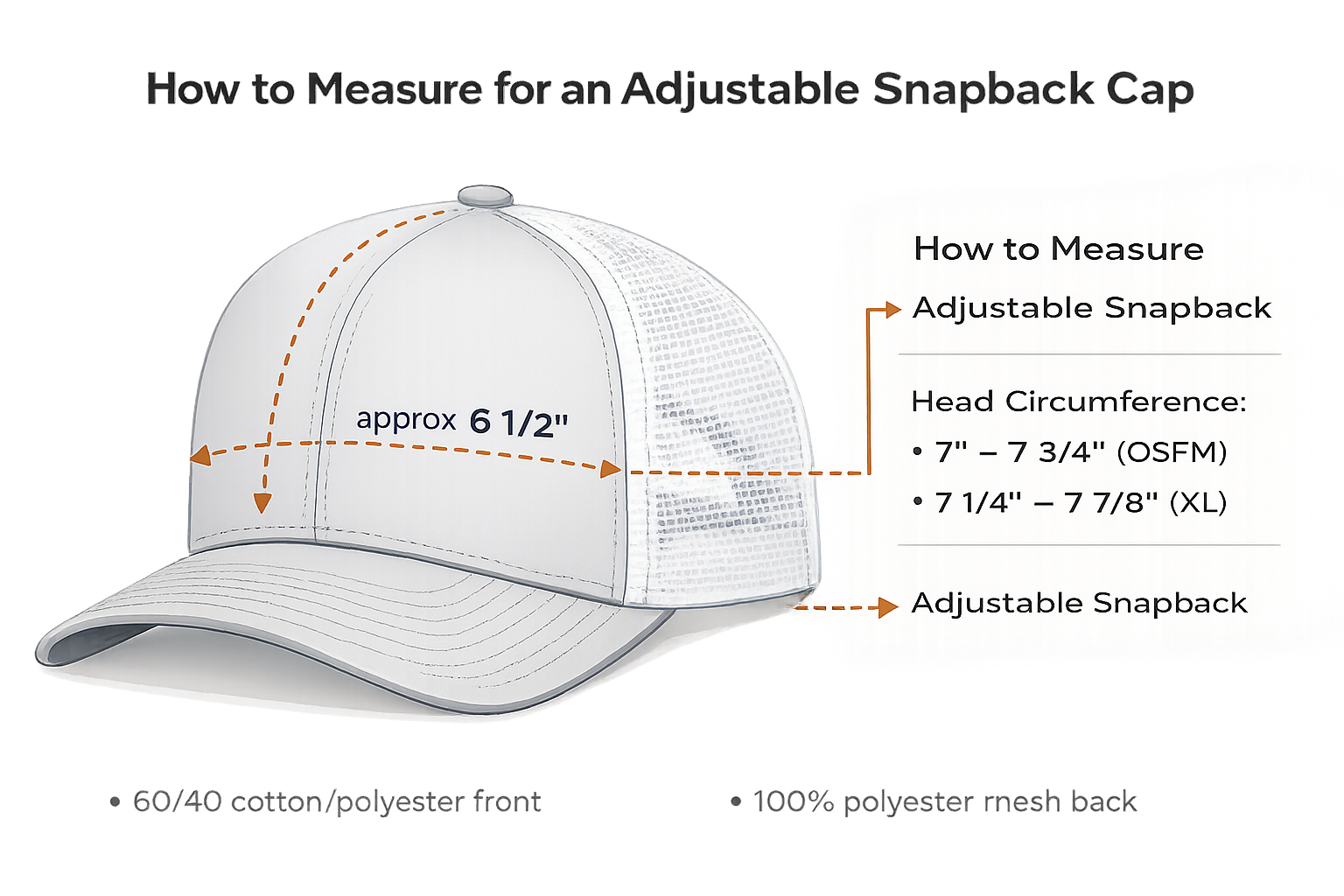 How to measure head circumference for an adjustable snapback cap