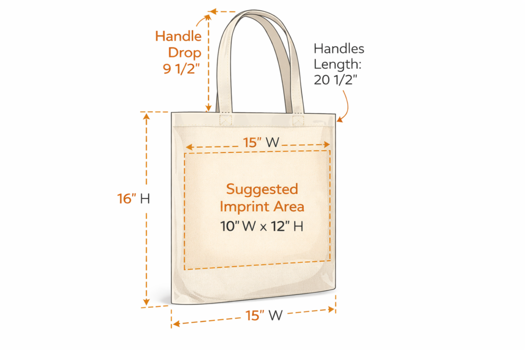 Tote bag with measurement indicators