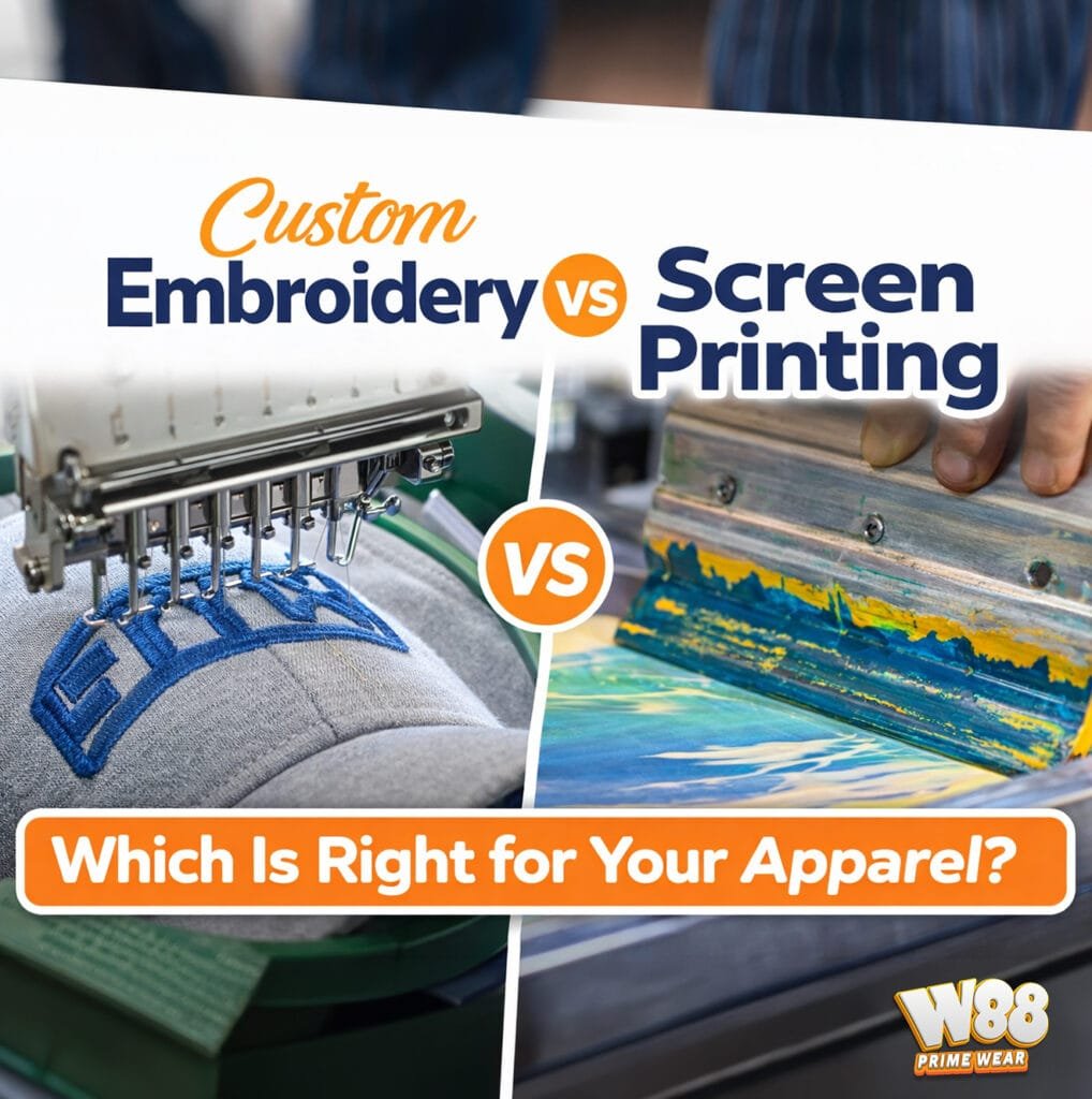 custom embroidery vs screen printing