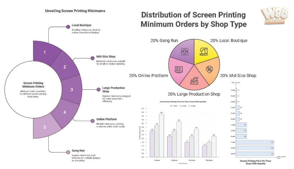 Screen Printing Minimums Explained infographic