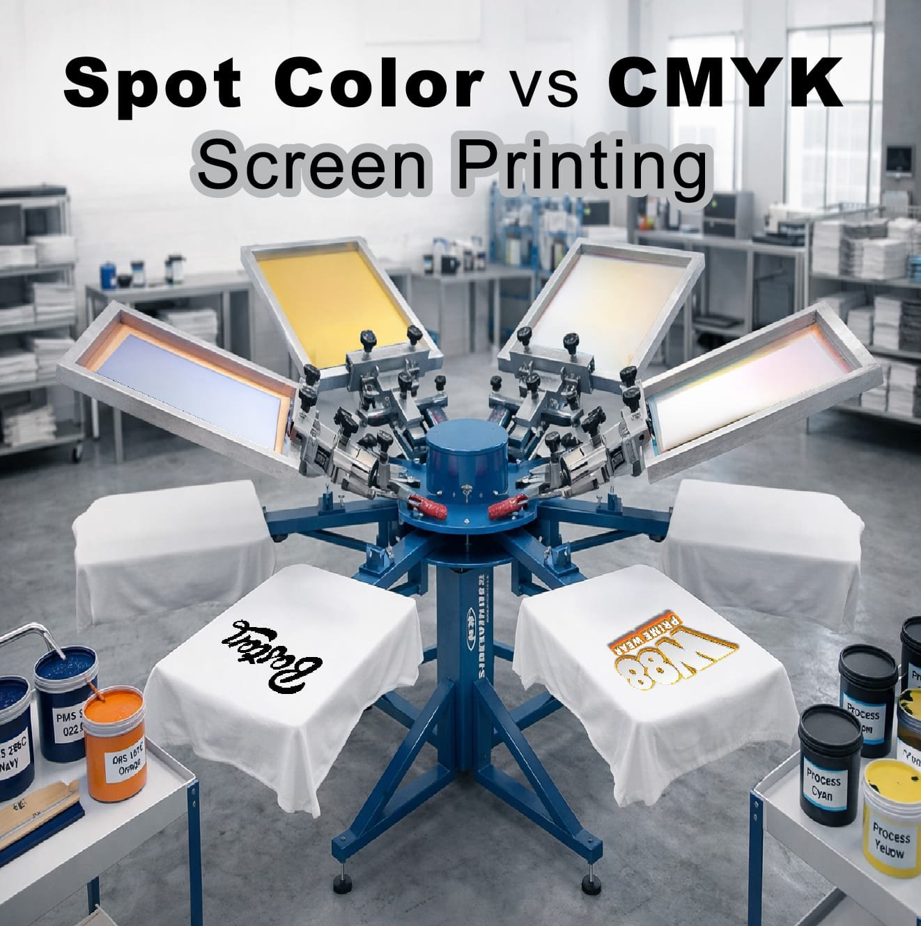 spot color vs CMYK screen printing